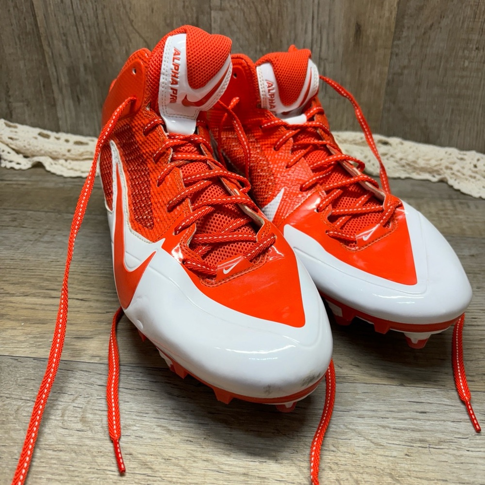 Nike Alpha Pro Football Cleats Men's Sz 15White/orange 599025-181 shoes*READ*